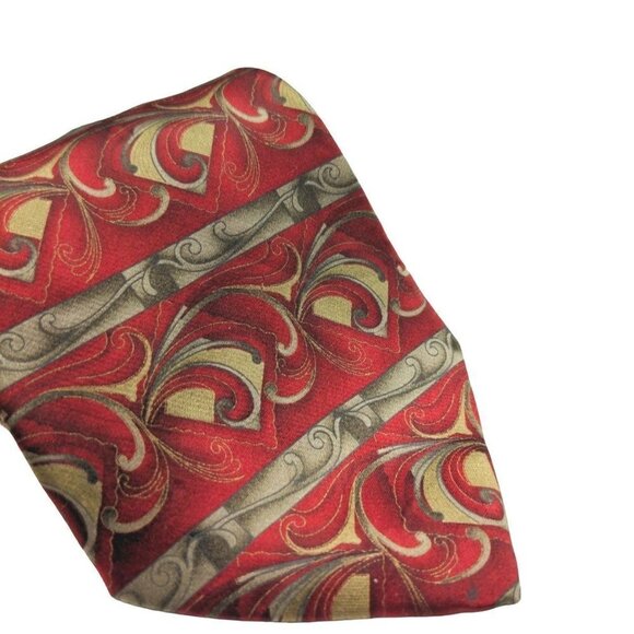 Cocktail Collection Red Gray Geometric Multicolor Novelty Silk Necktie - Picture 3 of 6